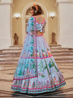 Powder Blue Designer Art Silk Heritage Lehenga Set for Women