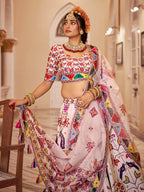 Off White Premium Designer Art Silk Lehenga Choli Set for Festive Wear
