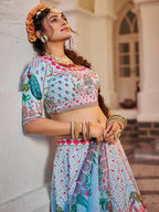 Powder Blue Designer Art Silk Heritage Lehenga Set for Women