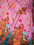 Designer Royal Pink Art Silk Lehenga Set with Digital Print & Organza Dupatta