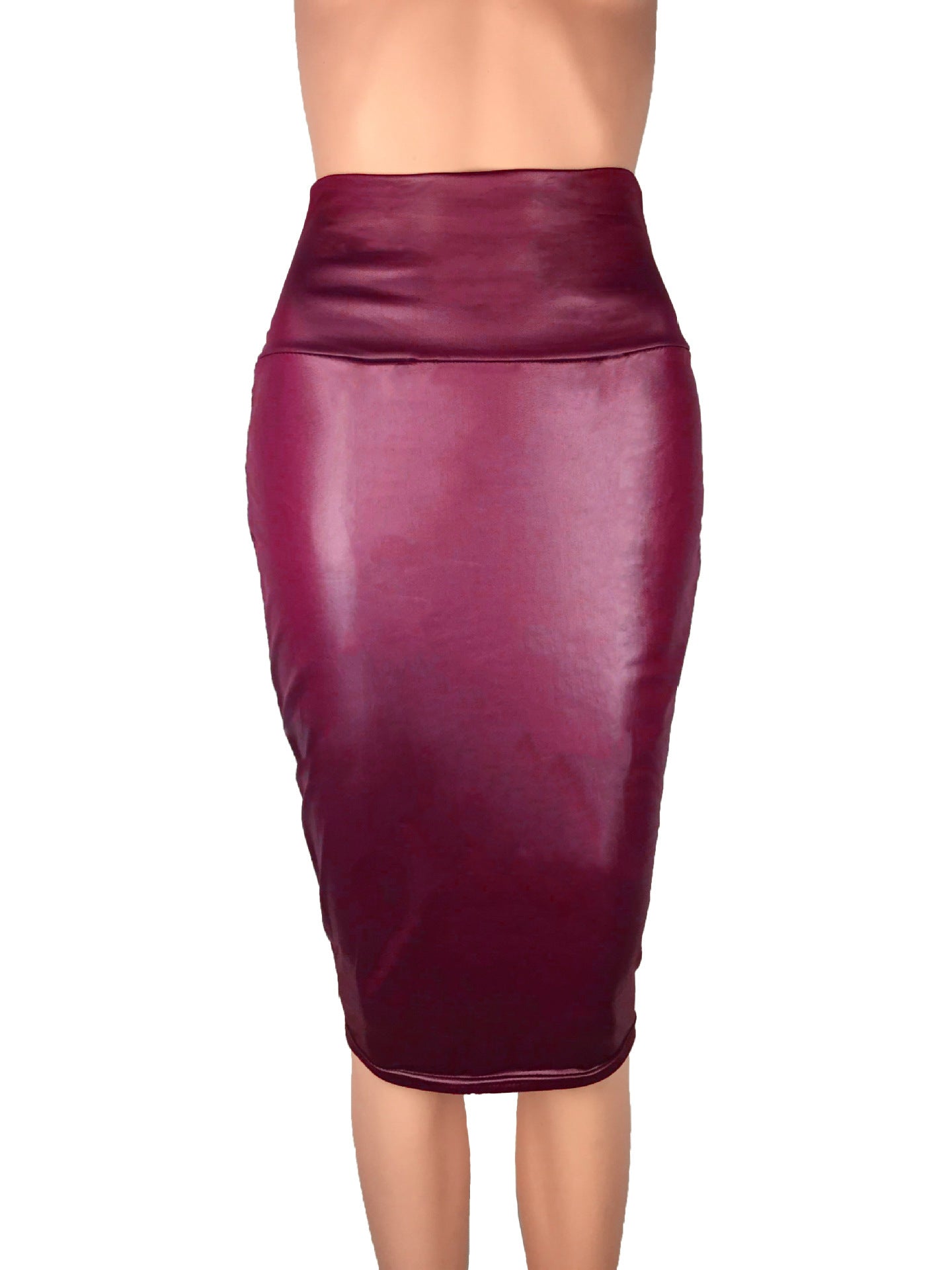 Women Faux Leather Office Skirt