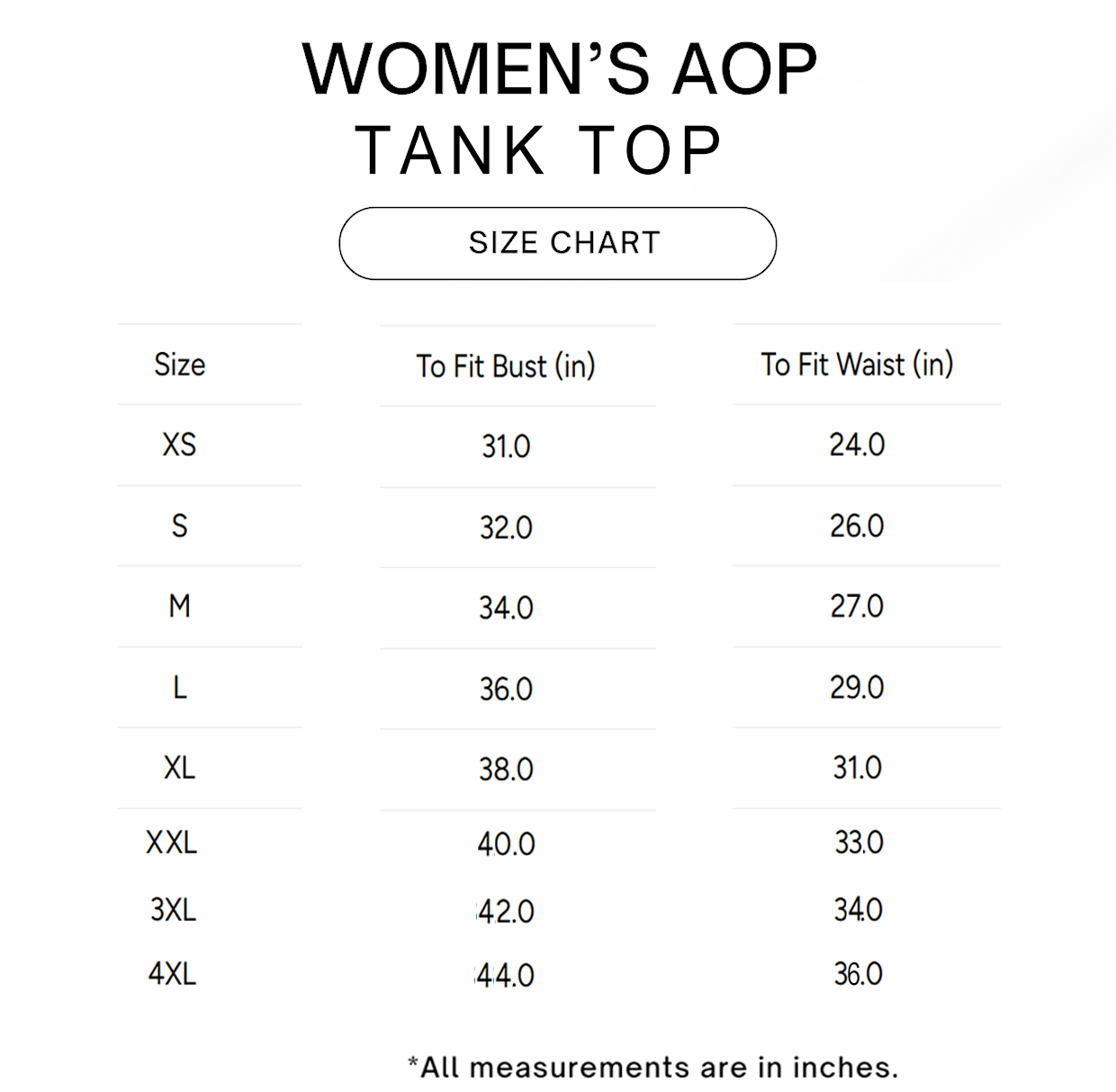 Women/Girl's AOP Tank Top - 8 sizes