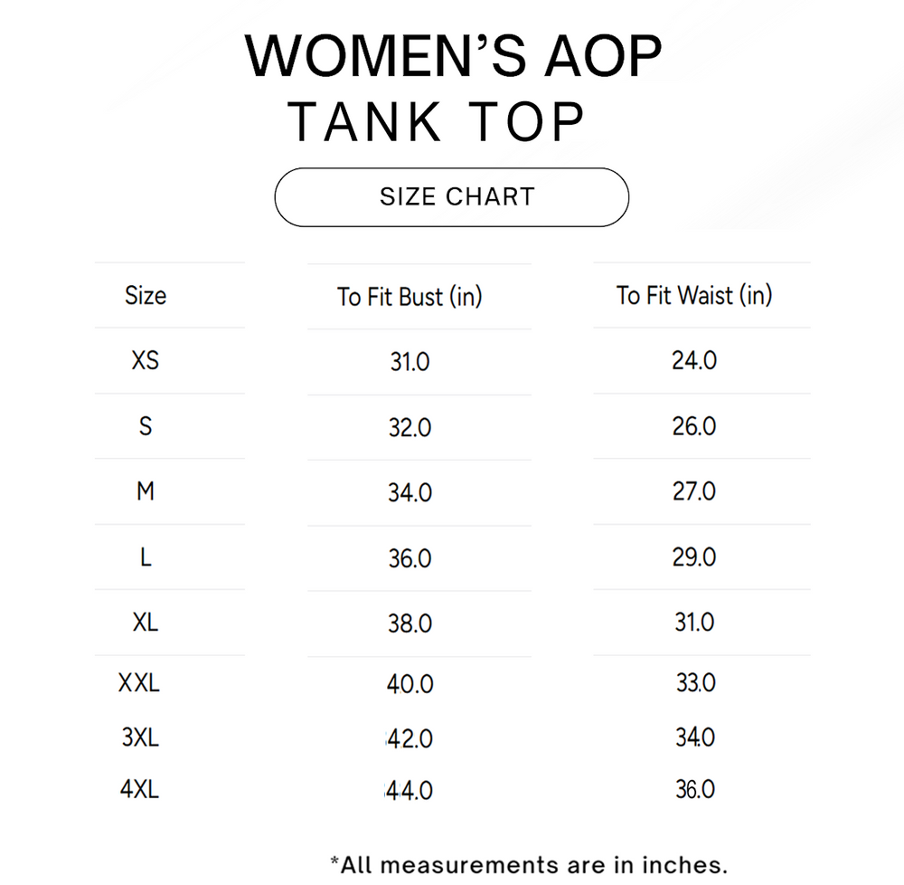 Women/Girl's AOP Tank Top - 8 sizes