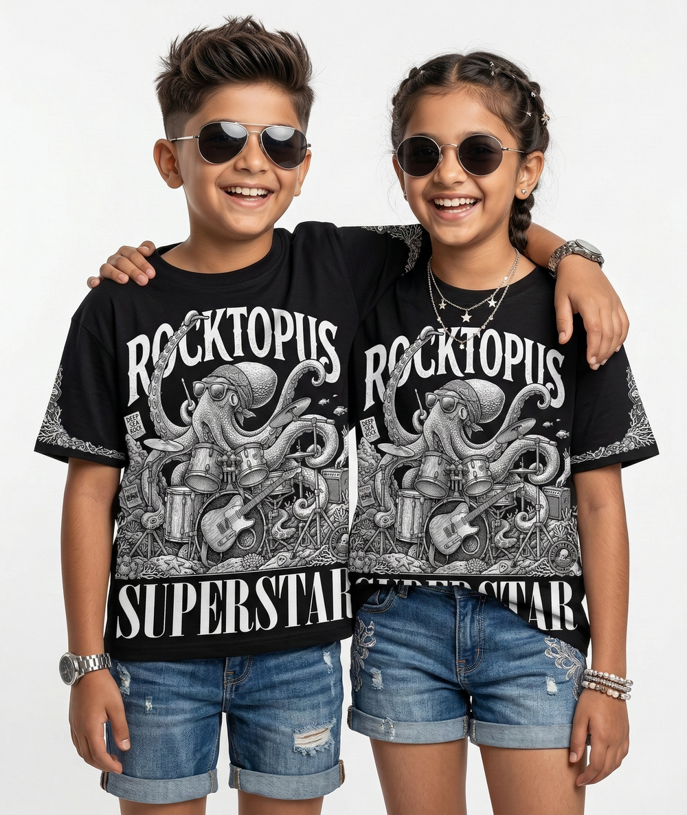 Unisex Kids "Rocktopus" T-Shirt - 5 years to 13 years