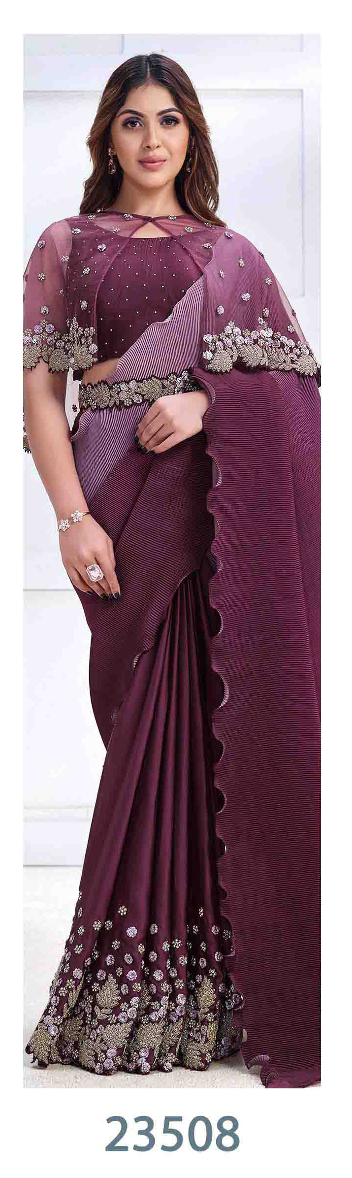 Majesic Saree & Blouse set - Semi Stitched