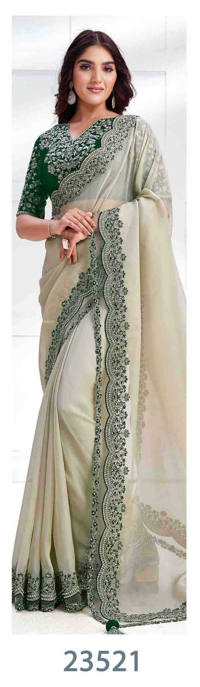 Majesic Saree & Blouse set - Semi Stitched