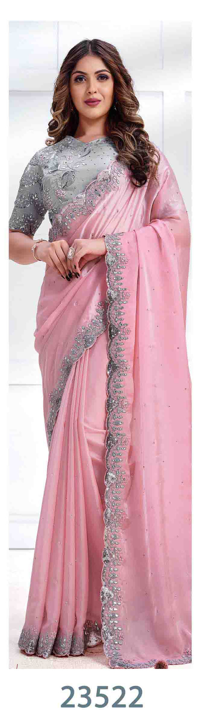 Majesic Saree & Blouse set - Semi Stitched