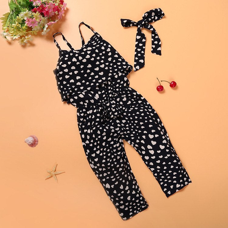 Girls Clothing Sets Cotton Sleeveless Polka Dot Strap Suits