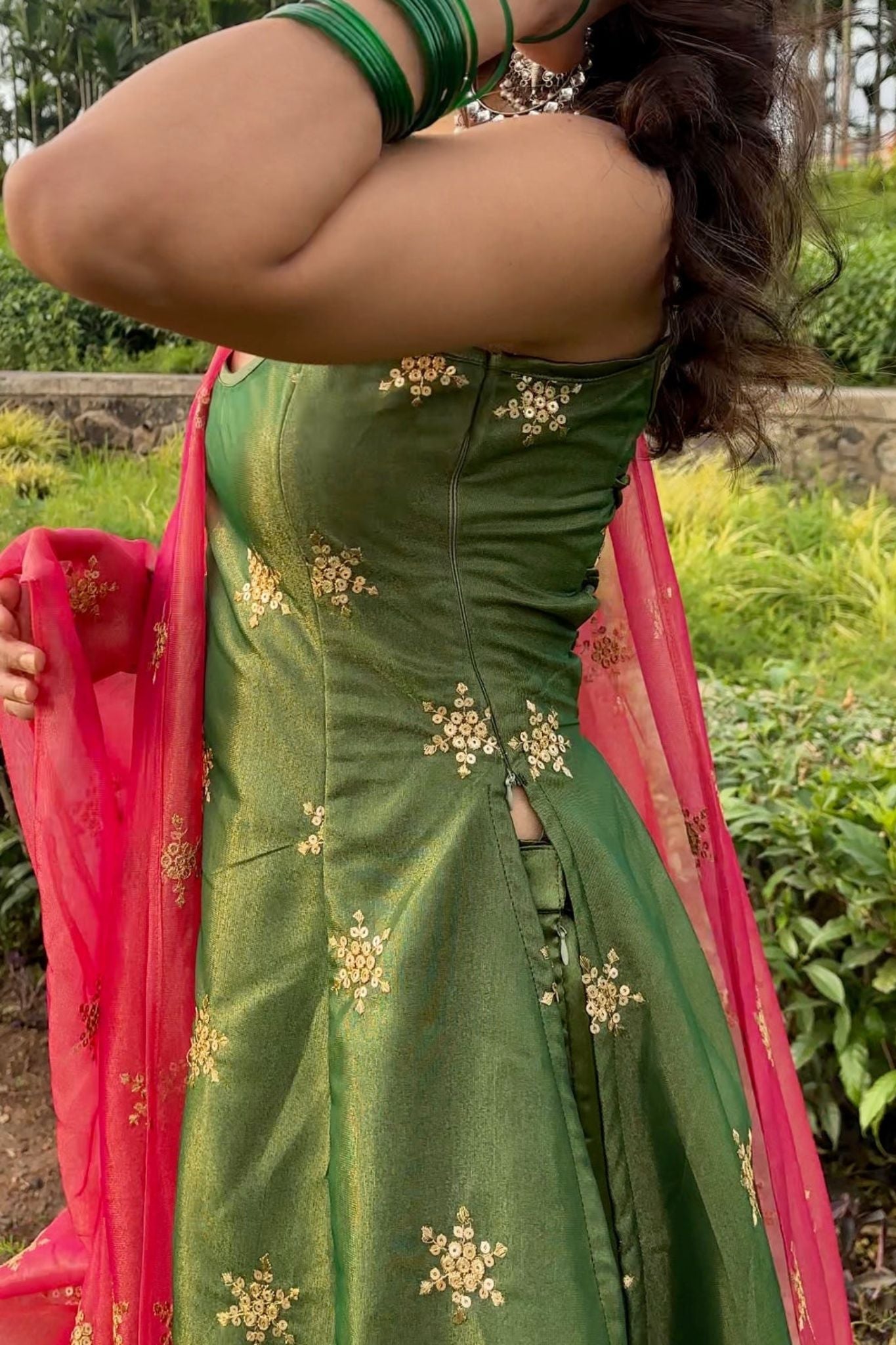 Olive Green Ethnic Zari and Sequins Embellished Luxury Pant Style Suit Set