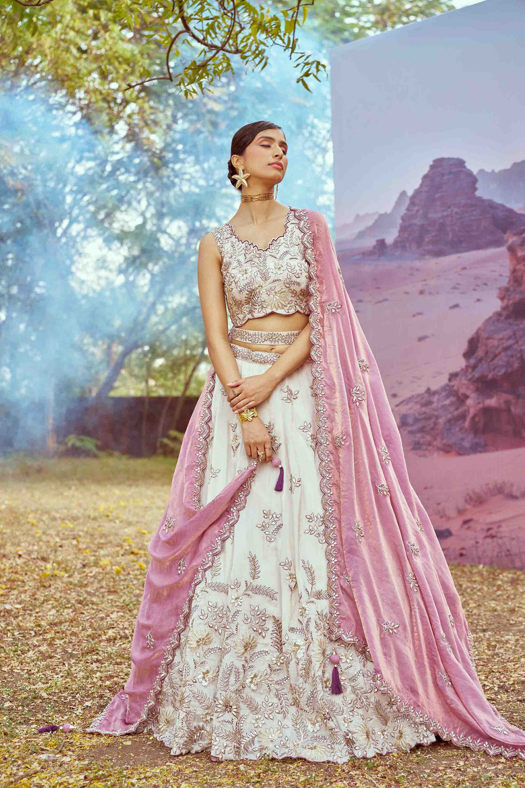 Women's Lahenga Choli Set - Semi Stitched