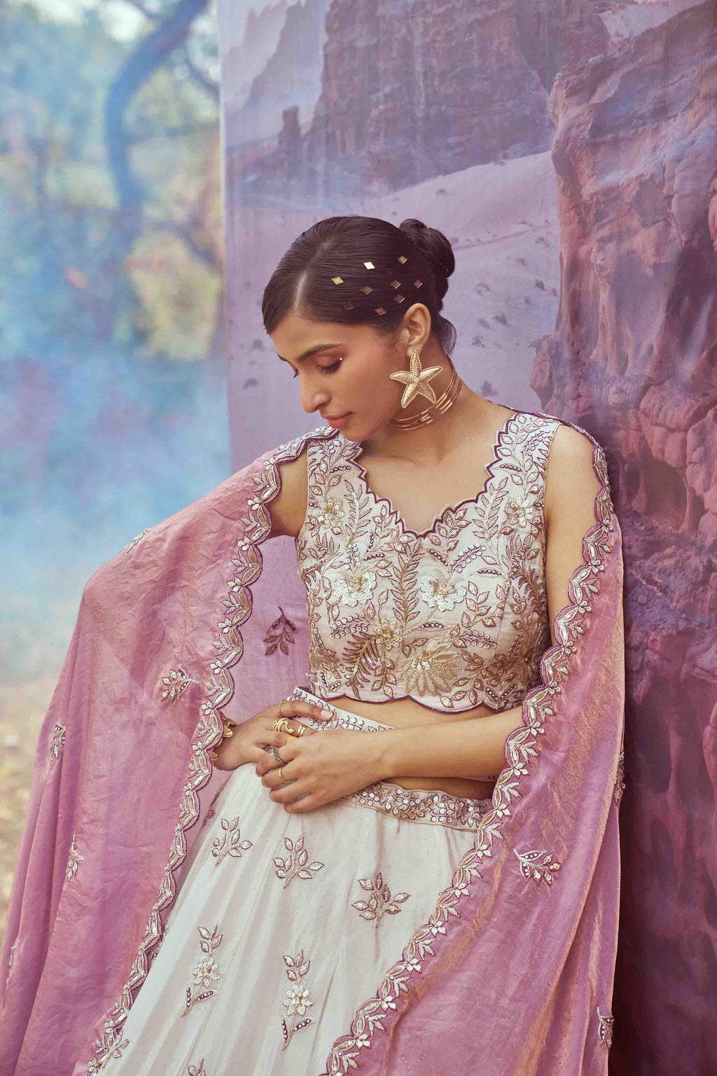 Women's Lahenga Choli Set - Semi Stitched