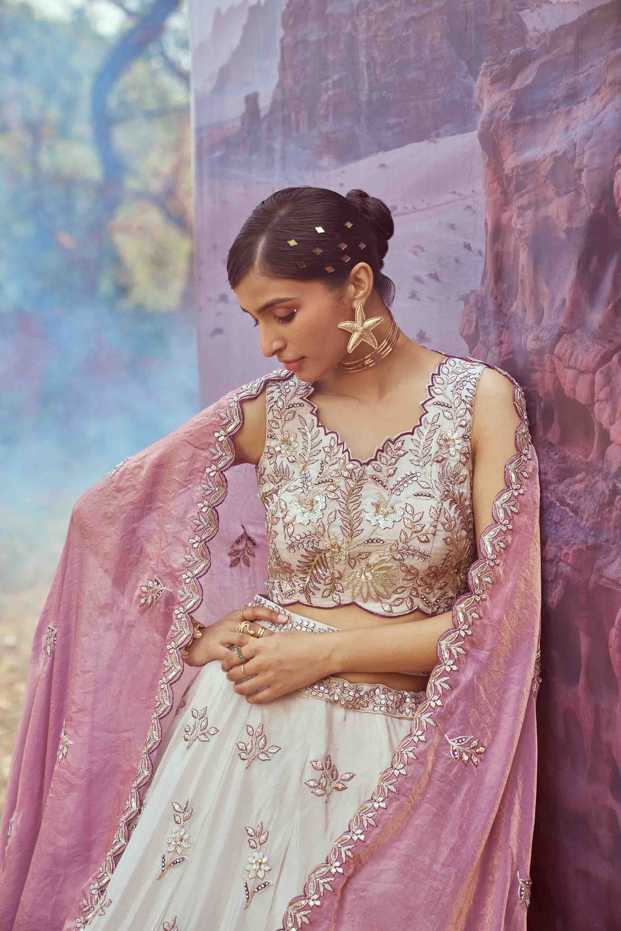 Women's Lahenga Choli Set - Semi Stitched