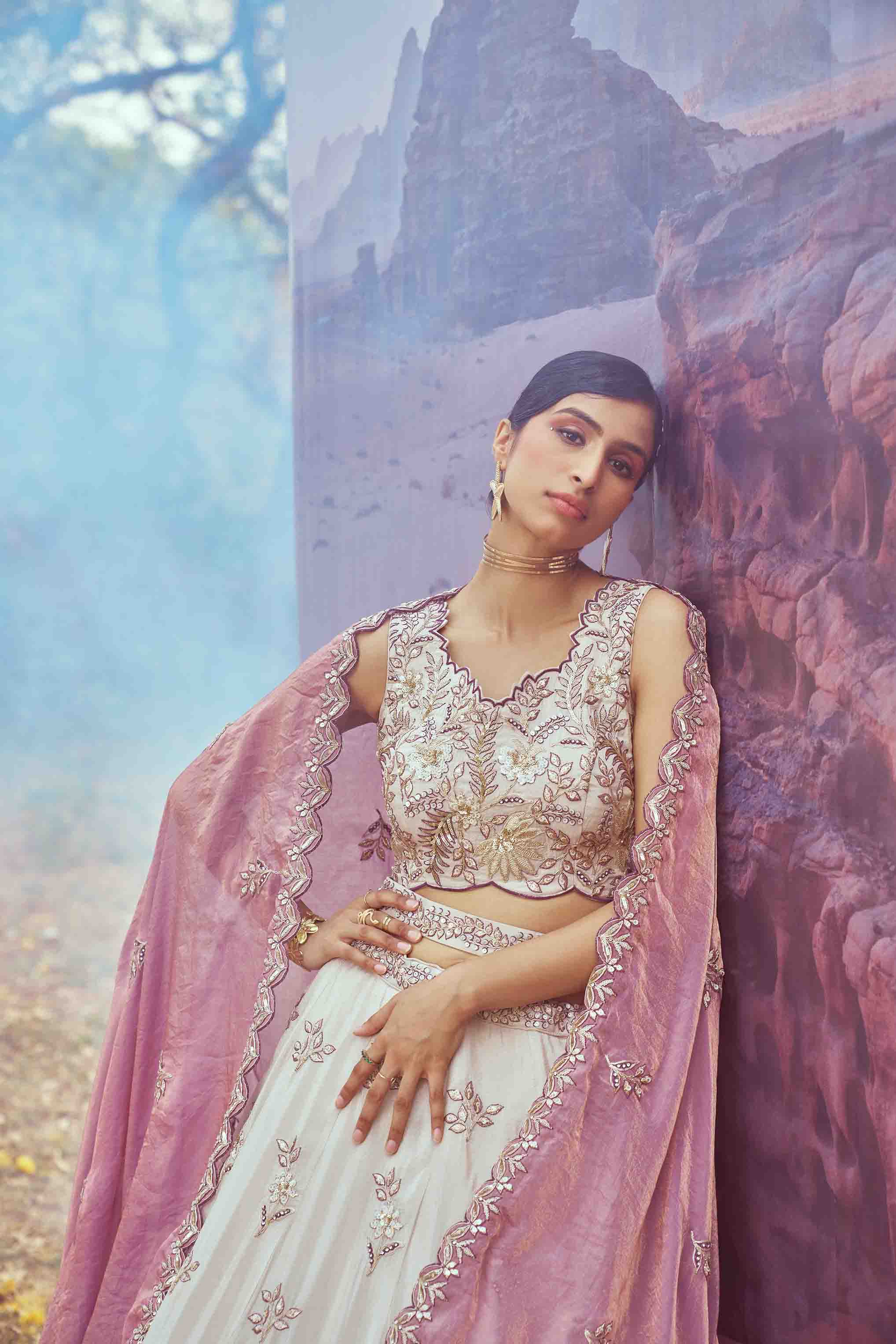 Women's Lahenga Choli Set - Semi Stitched