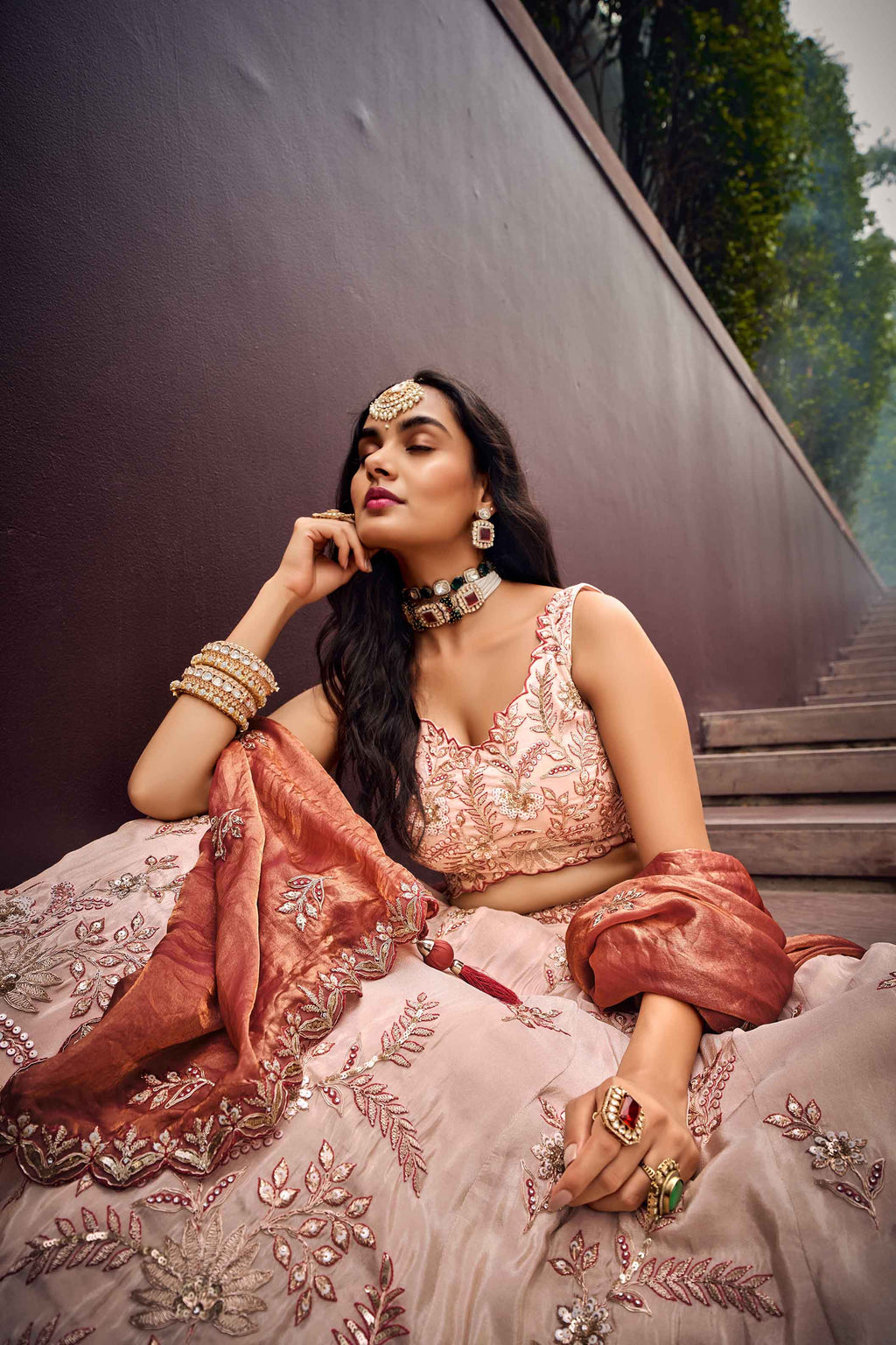 Women's Lahenga Choli Set - Semi Stitched