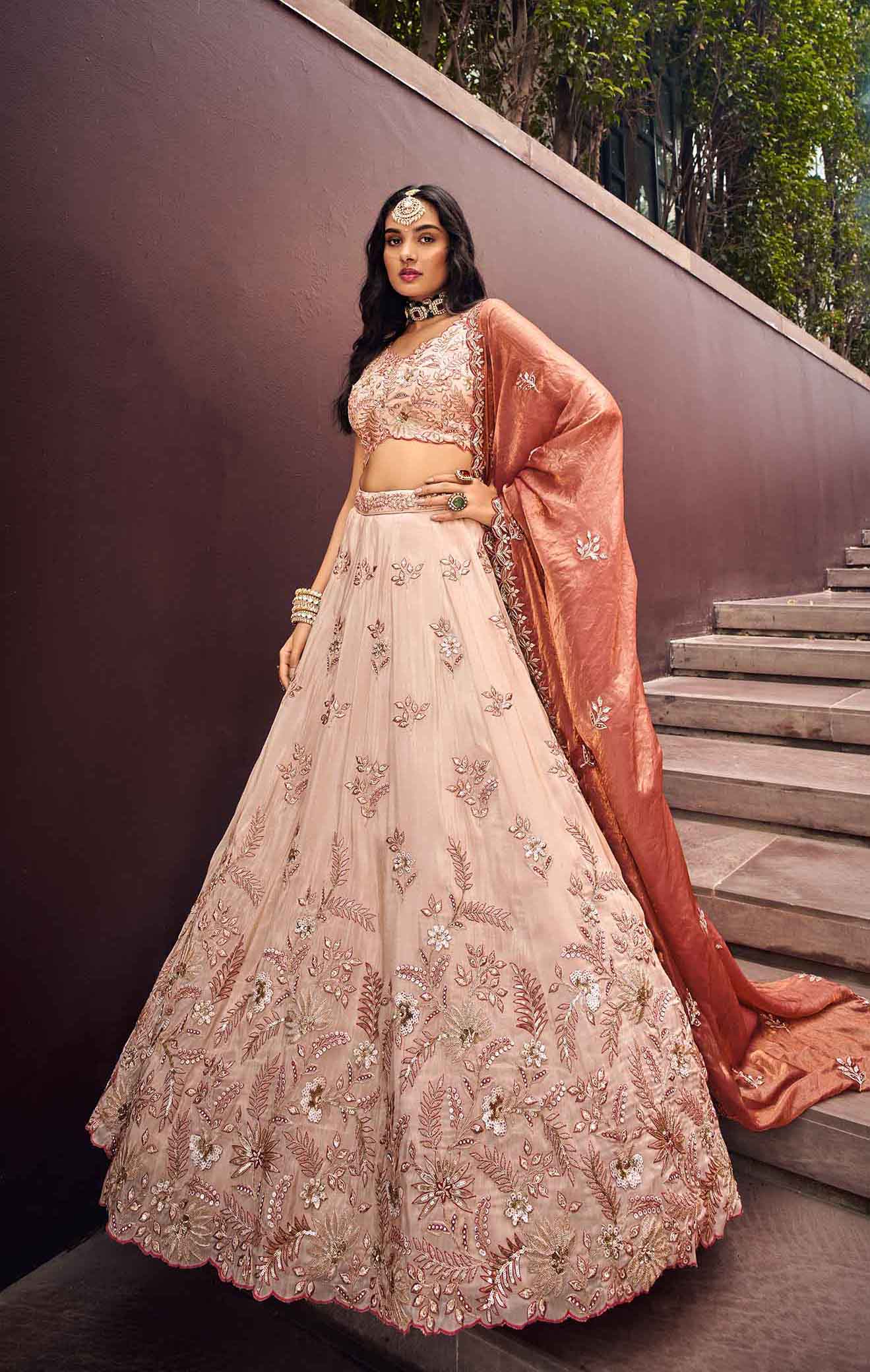 Women's Lahenga Choli Set - Semi Stitched