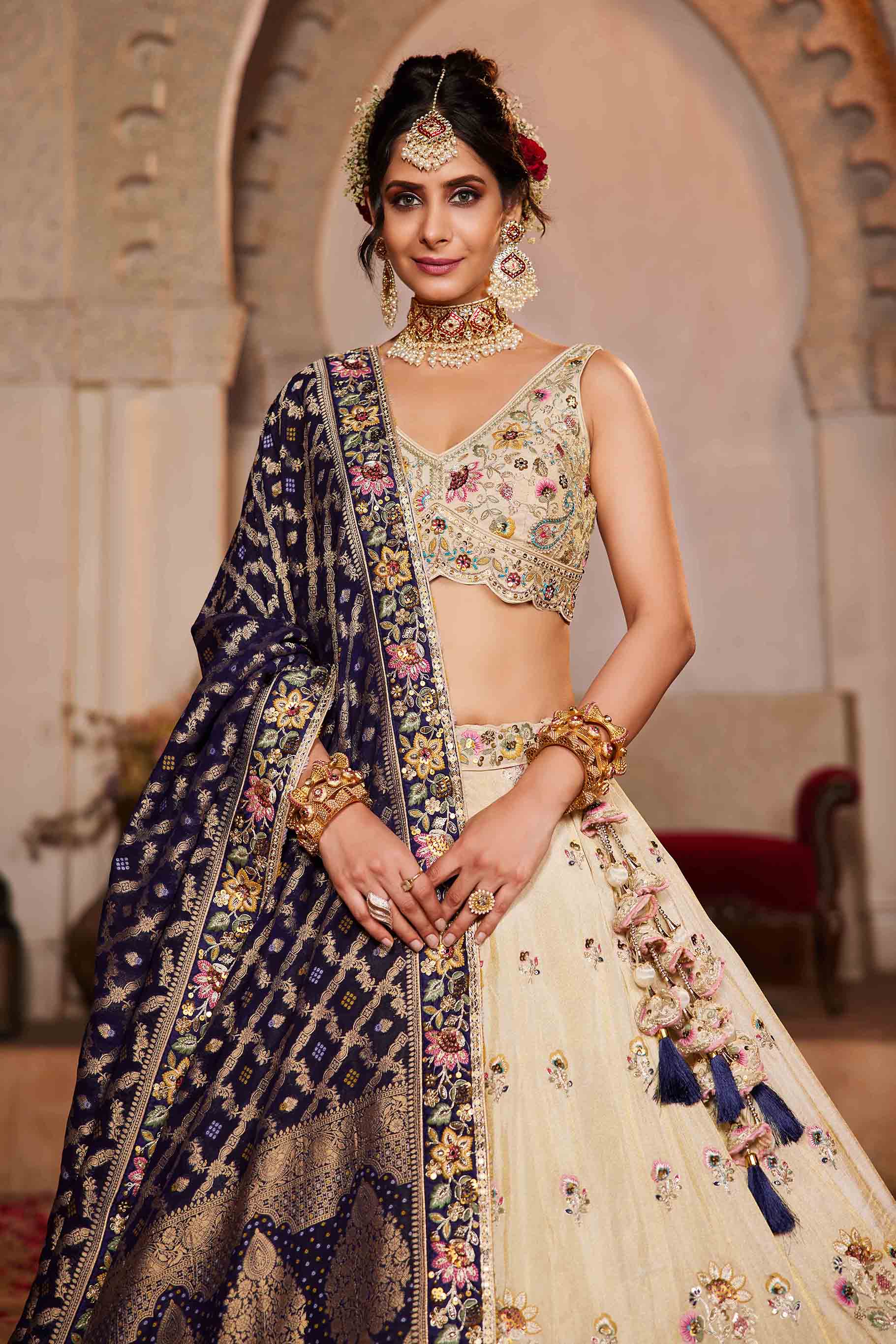 Women's Lahenga Choli Set - Semi Stitched