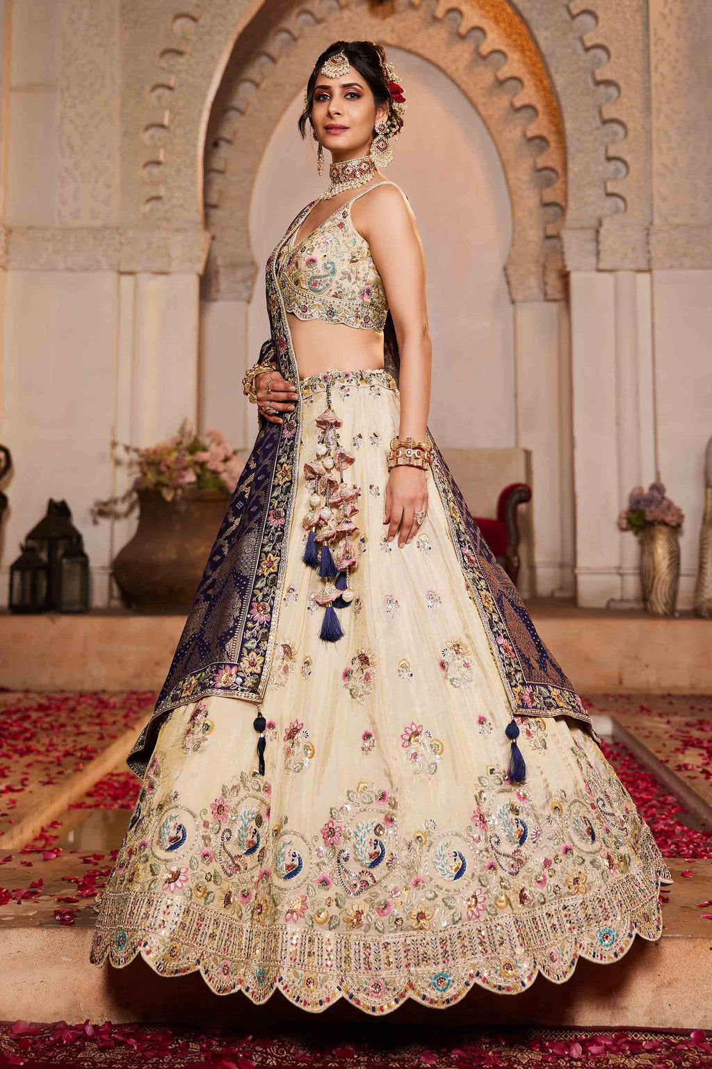 Women's Lahenga Choli Set - Semi Stitched