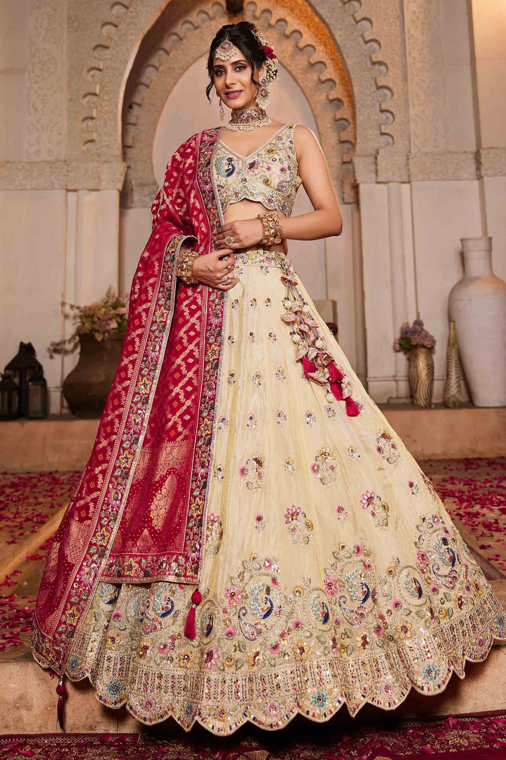 Women's Lahenga Choli Set - Semi Stitched