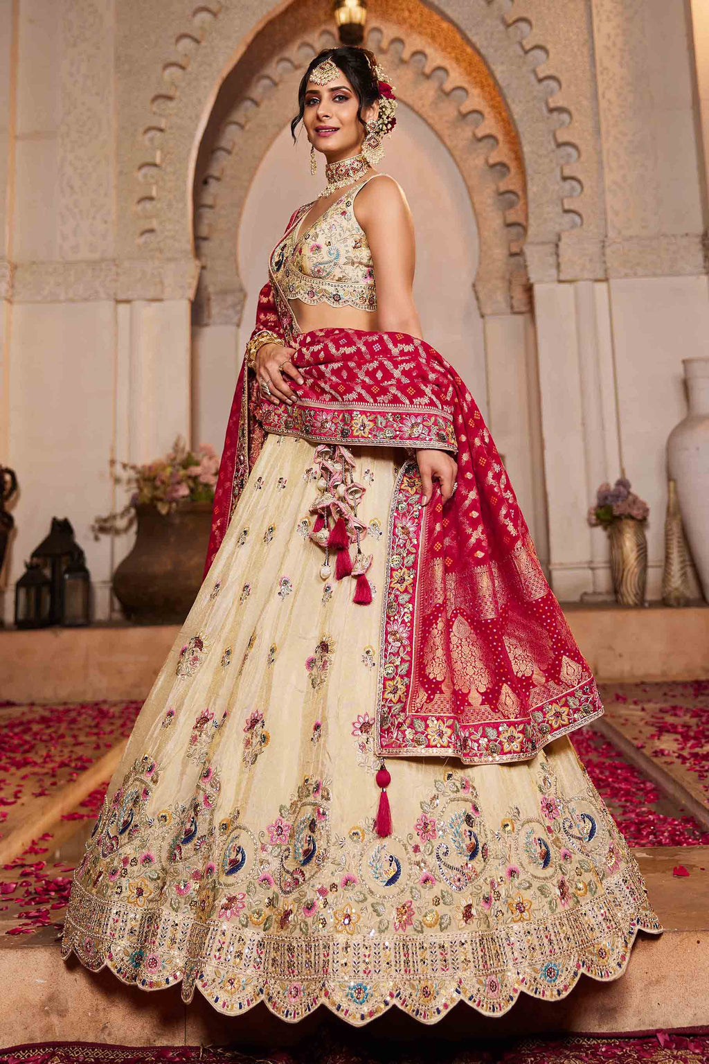 Women's Lahenga Choli Set - Semi Stitched