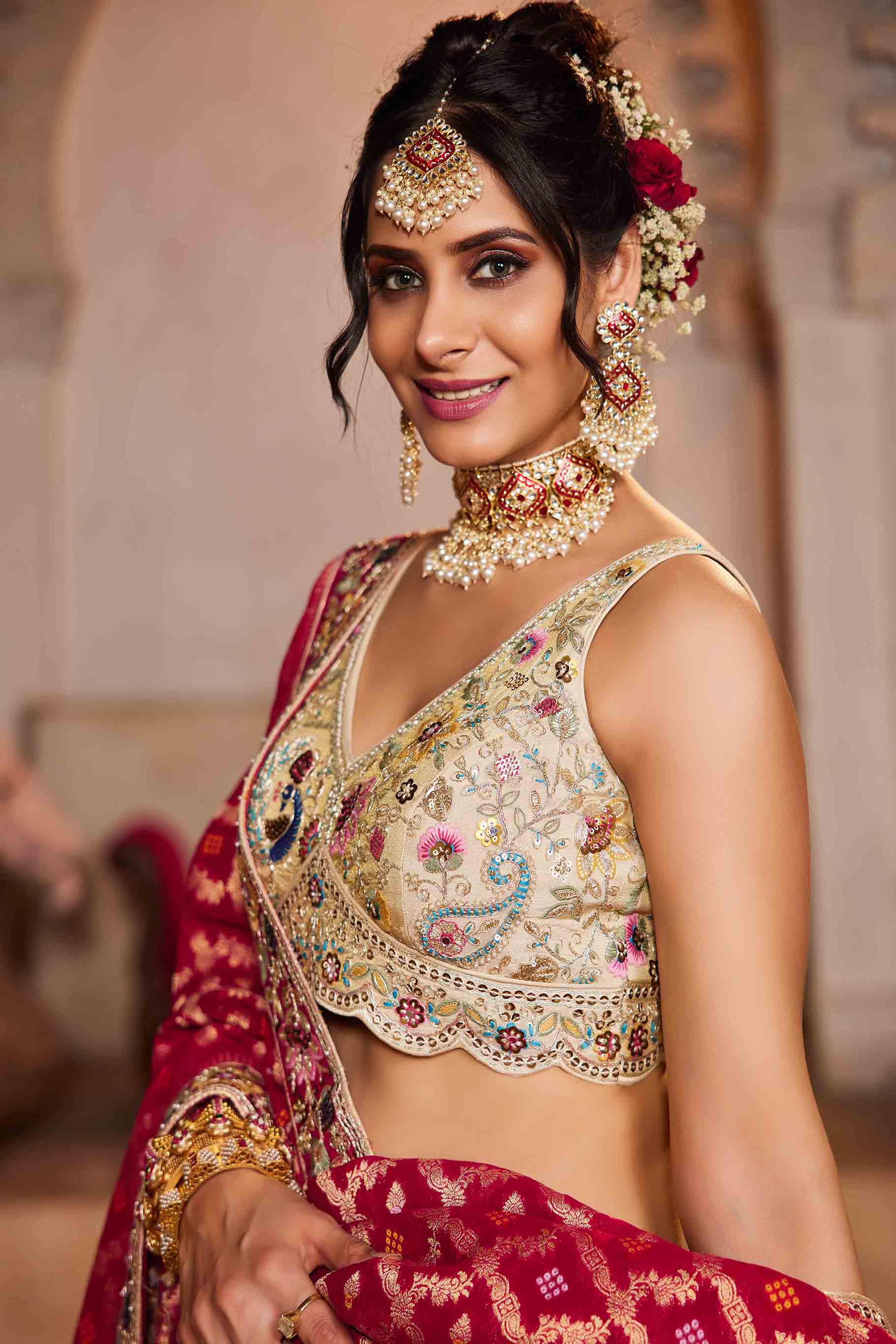 Women's Lahenga Choli Set - Semi Stitched