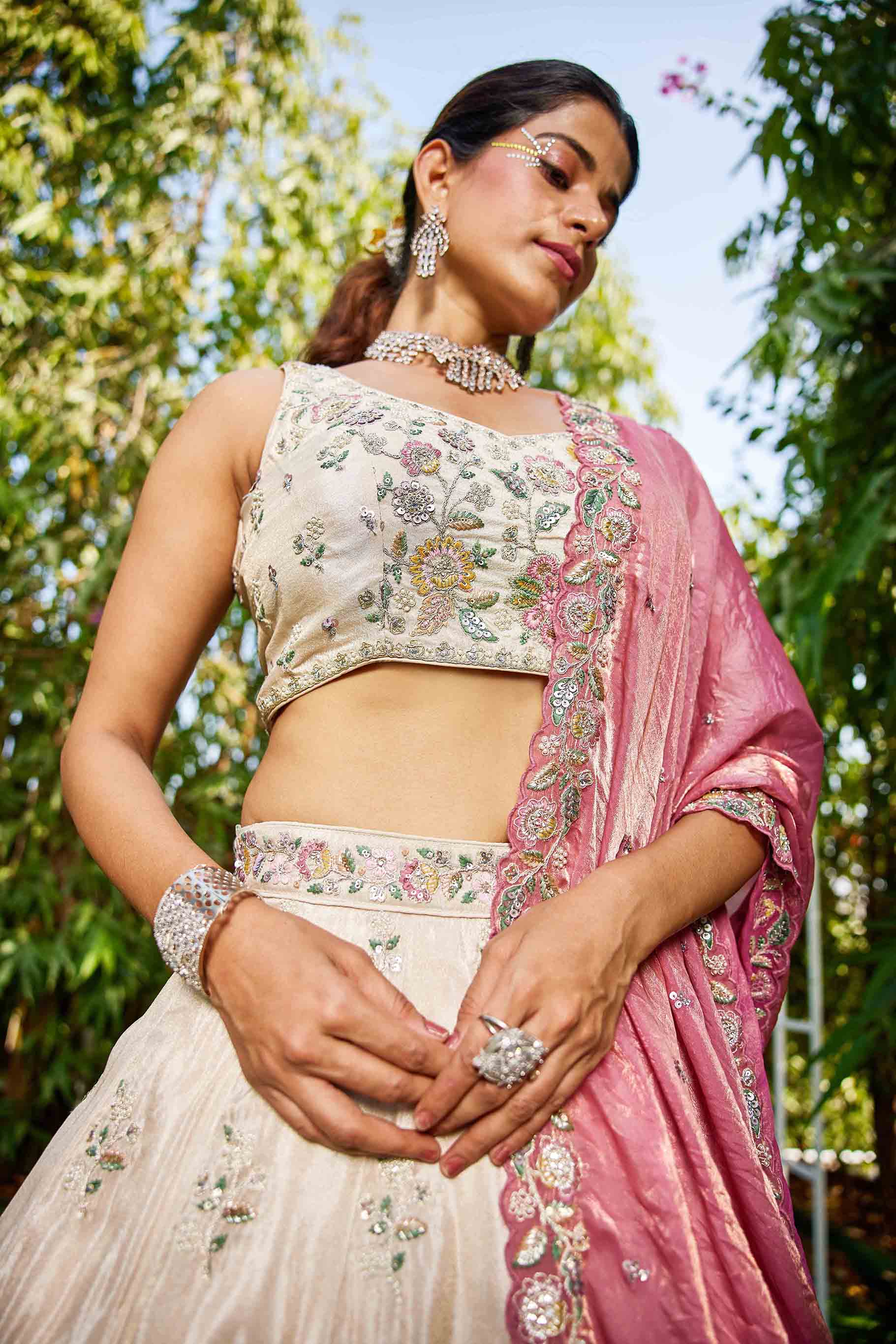 Women's Lahenga Choli set - Semi Stitched