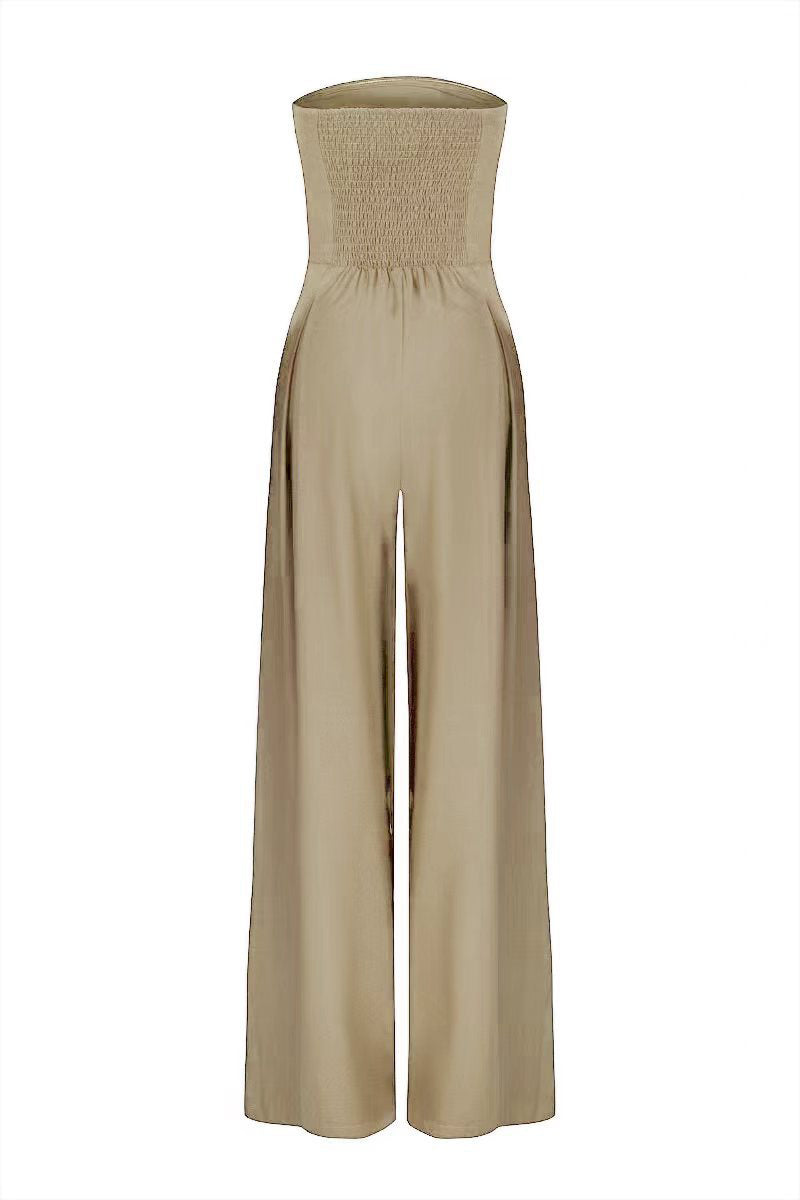 Women's Loose Tube-top Jumpsuit Fashion Backless Wide Leg Long Pants Overalls Clothing