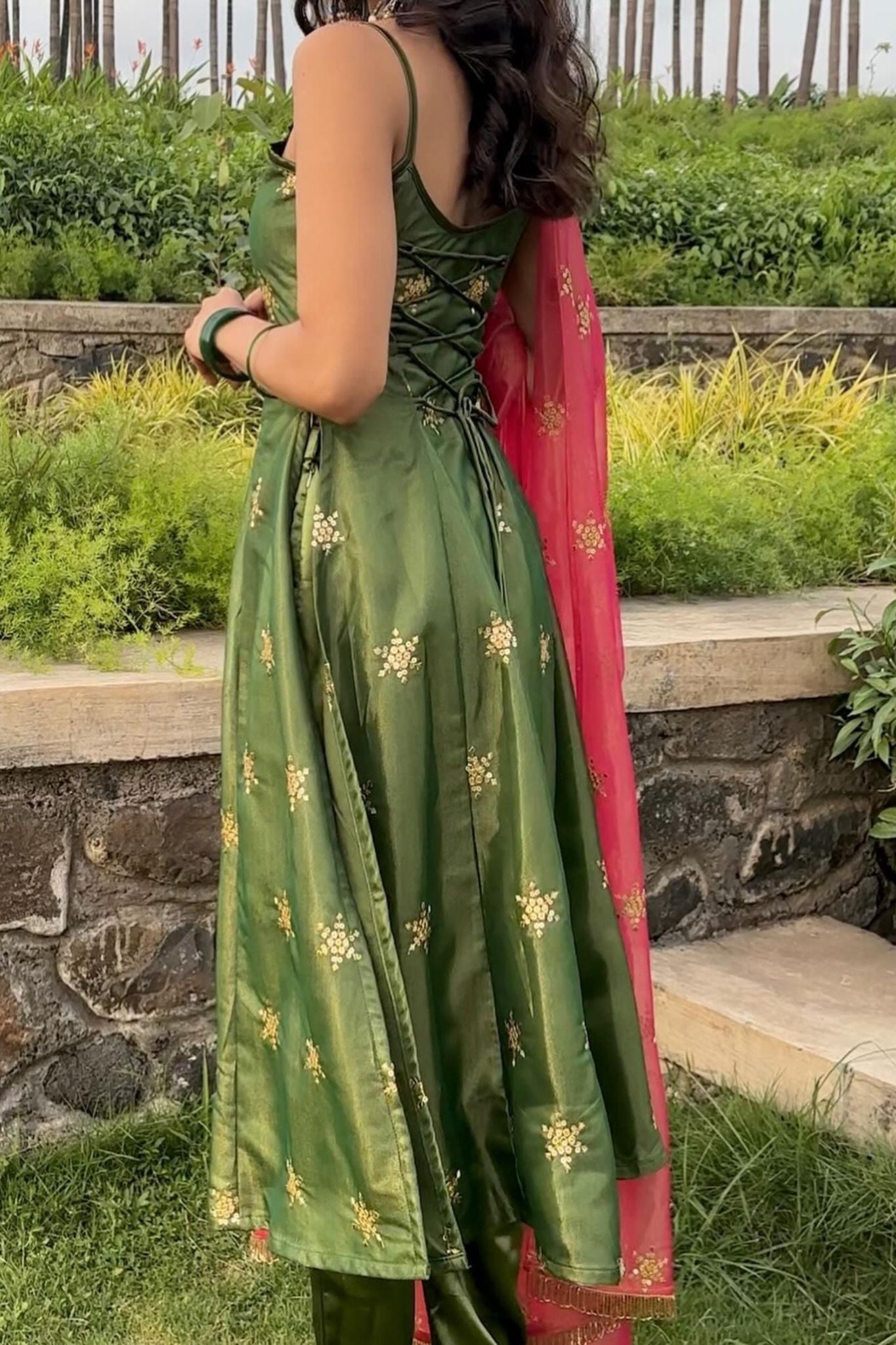 Olive Green Ethnic Zari and Sequins Embellished Luxury Pant Style Suit Set