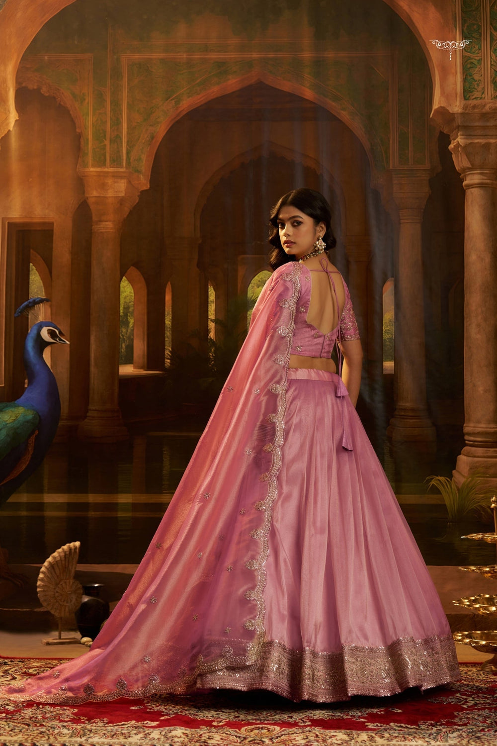 Premium Pink Hiranya Silk Lehenga Set with Art Silk Blouse and Detailed Embroidered Dupatta