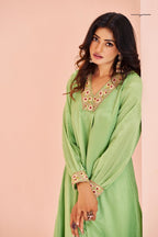 Premium Green Chinon Handwork Kurta Set for Festive & Wedding Wear