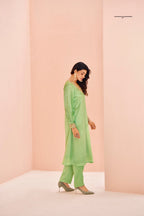 Premium Green Chinon Handwork Kurta Set for Festive & Wedding Wear