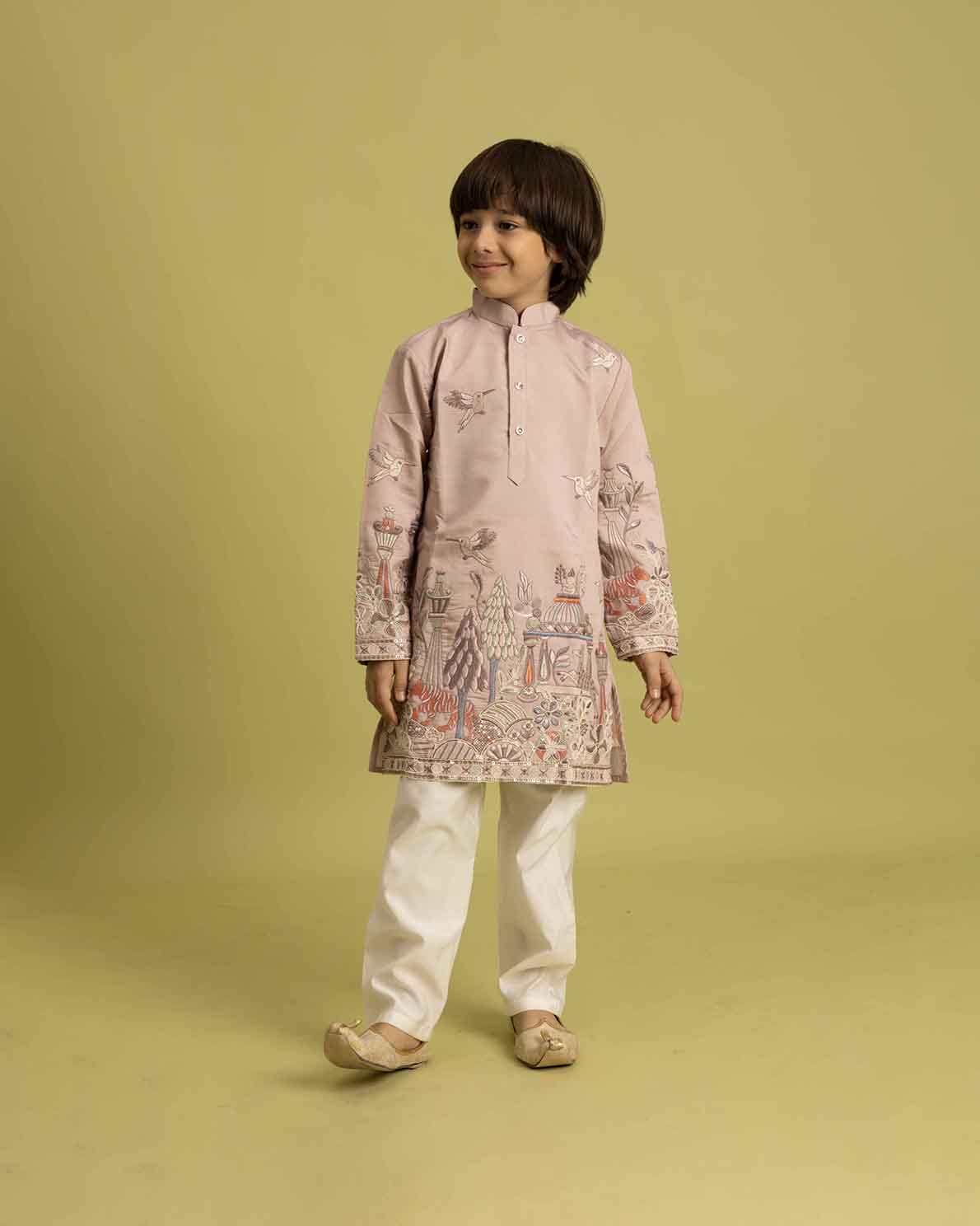 Ethnic Dusty Rose Festive Kurta for Boys - 6-12 years