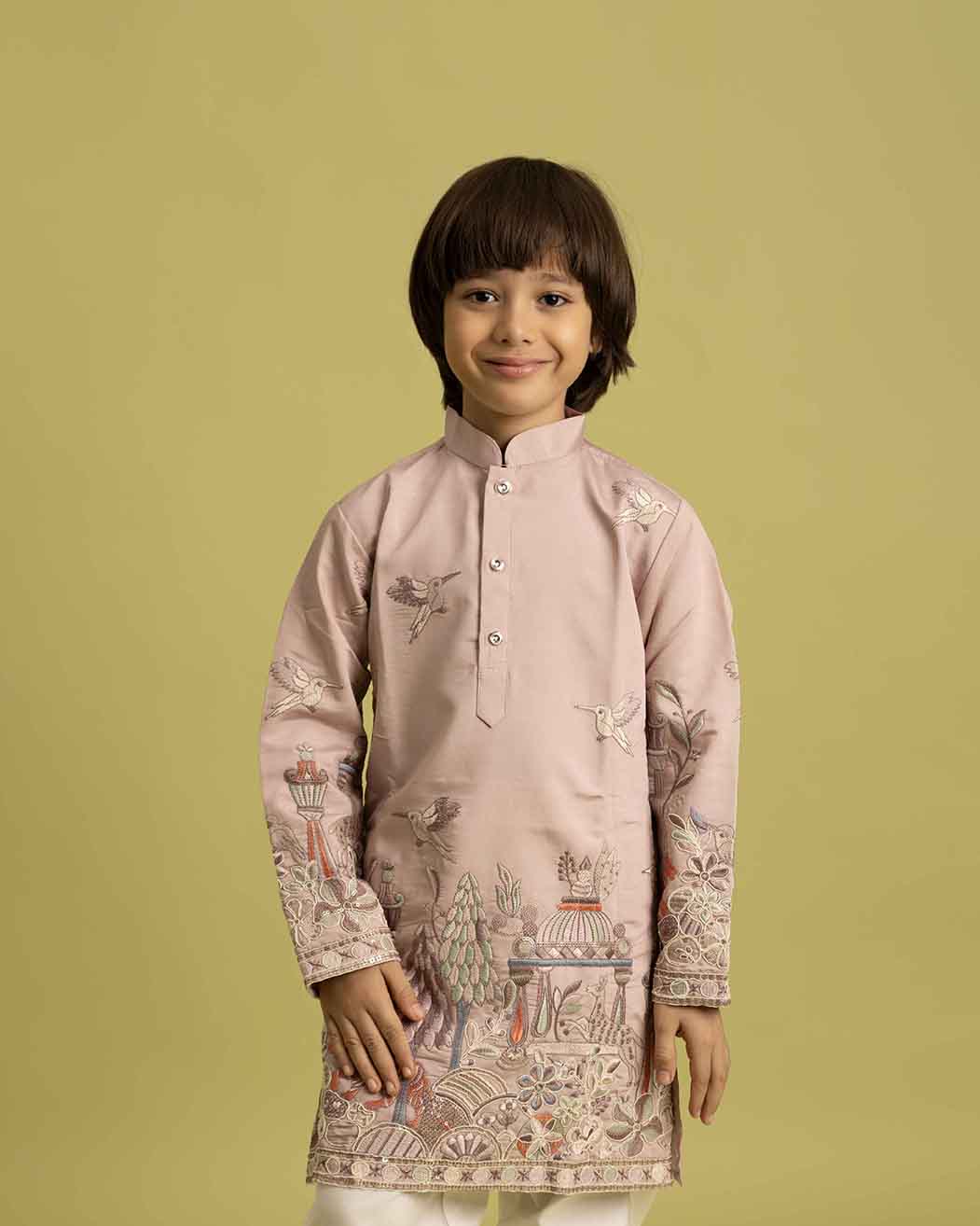 Ethnic Dusty Rose Festive Kurta for Boys - 6-12 years