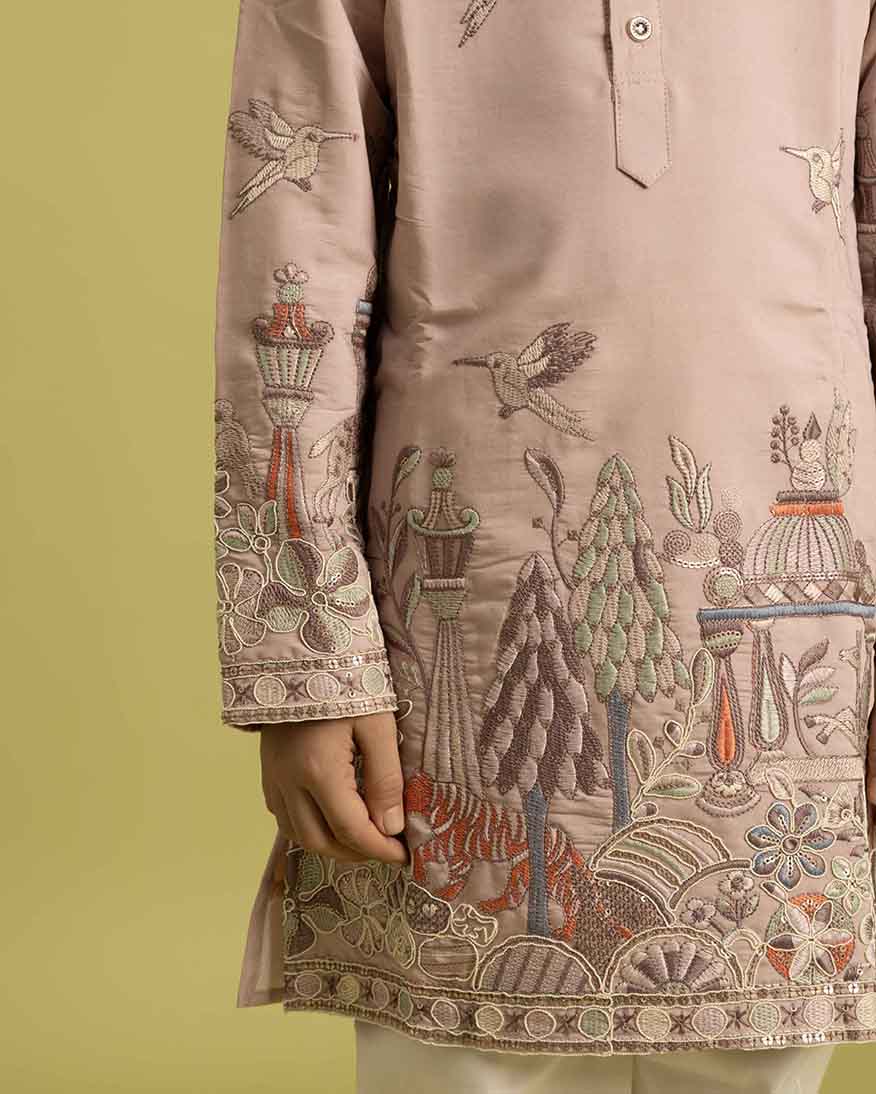 Ethnic Dusty Rose Festive Kurta for Boys - 6-12 years