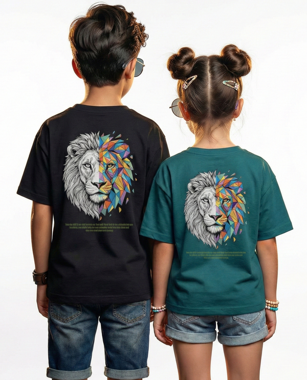 Unisex Kids Crew Neck Lion T-Shirt - 11 Colors - Image 2