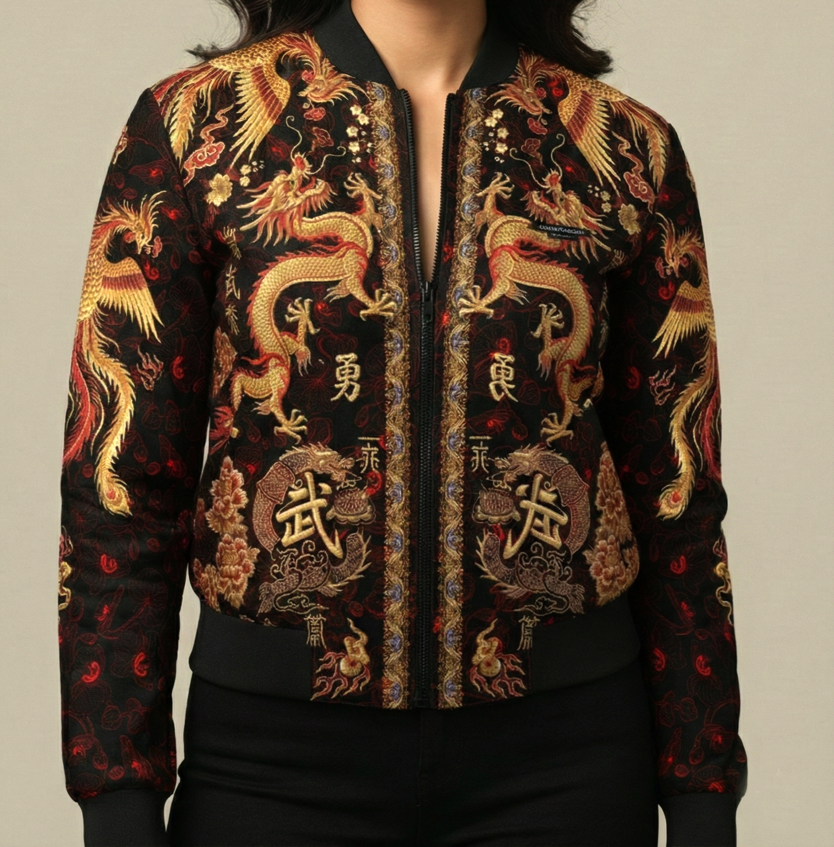 Women's AOP Bomber 240 GSM premium poly brushed fleece Jacket