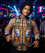 Men'S Pharaoh Bomber Jacket, 240 GSM premium poly brushed fleece, Fade-proof all-over print.