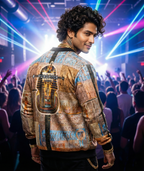 Men'S Pharaoh Bomber Jacket, 240 GSM premium poly brushed fleece, Fade-proof all-over print.