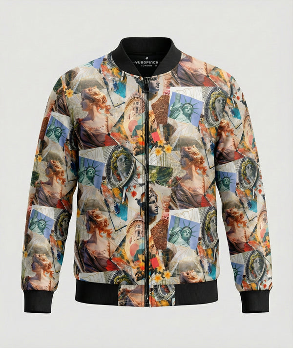 Men's AOP Bomber Jacket, 240 GSM premium poly brushed fleece. - Image 2