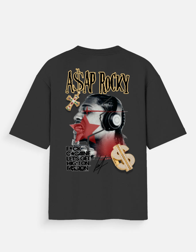 t-shirt with A$AP Rocky graphic design on a white background