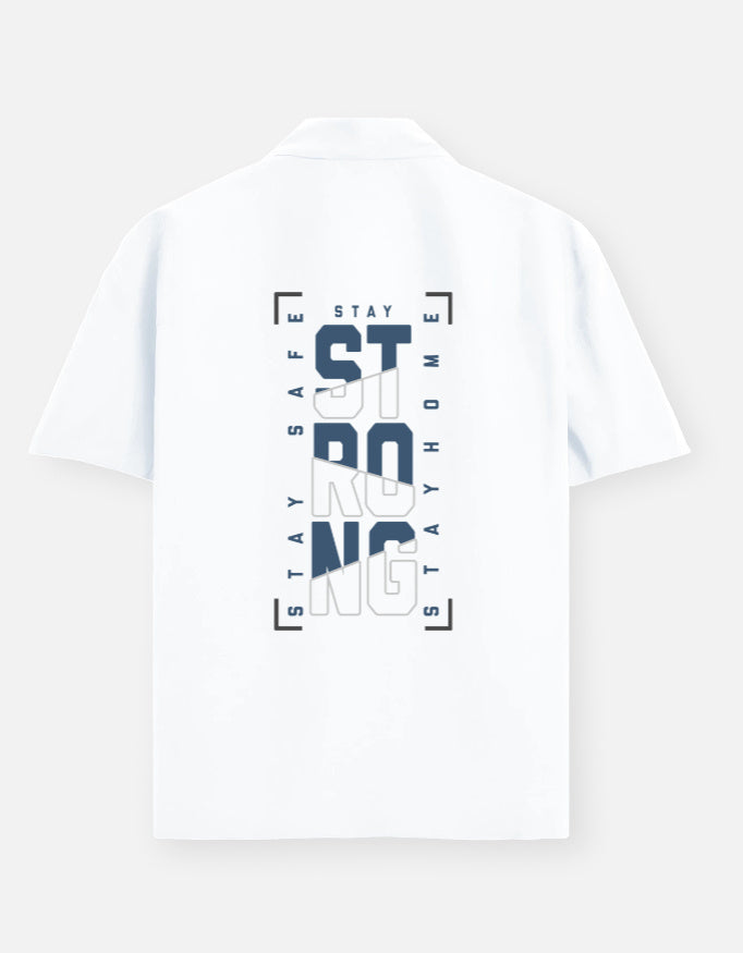 White t-shirt with motivational text design on a white background