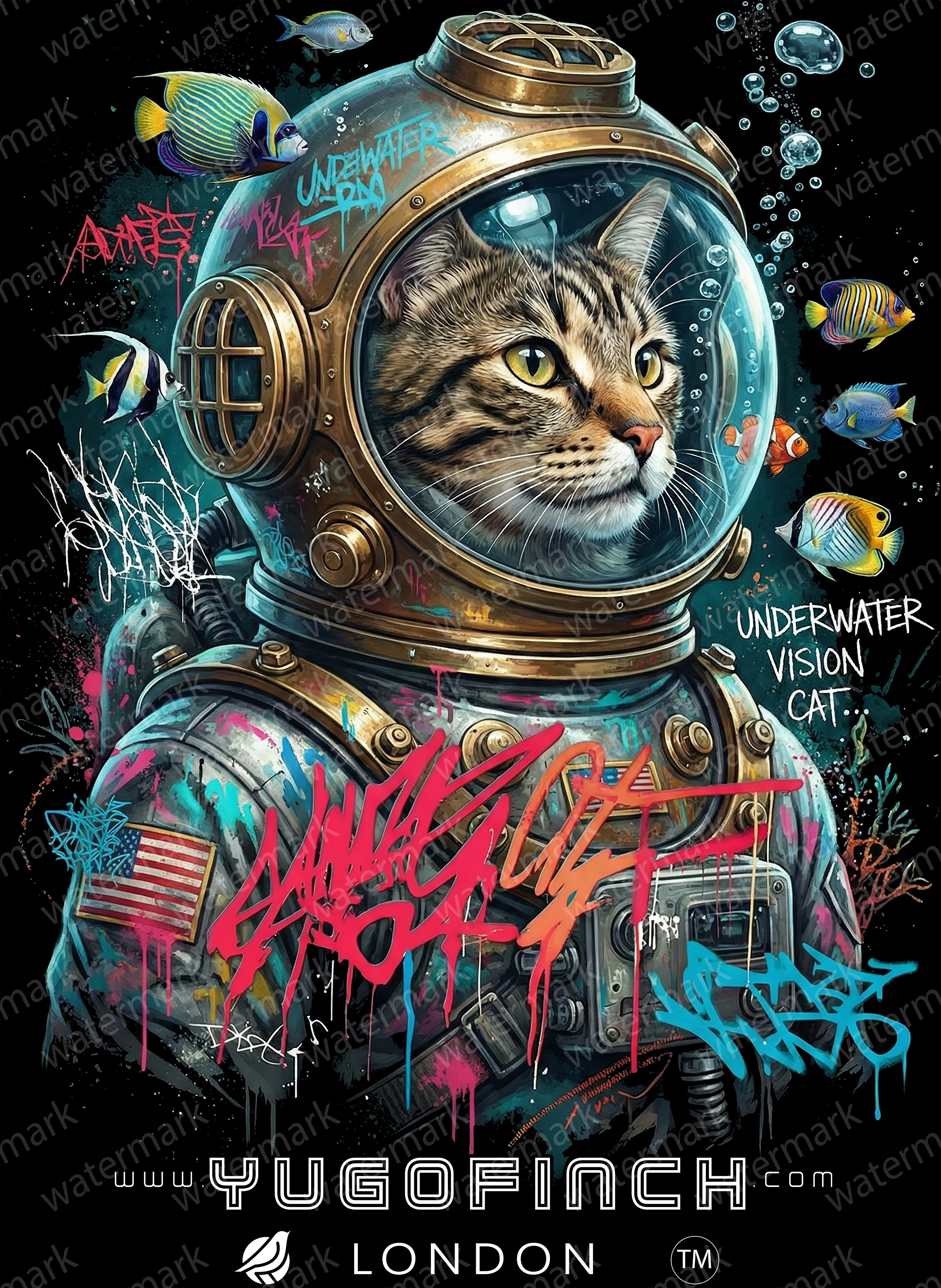 Unisex Supima DIVER CAT T-Shirt