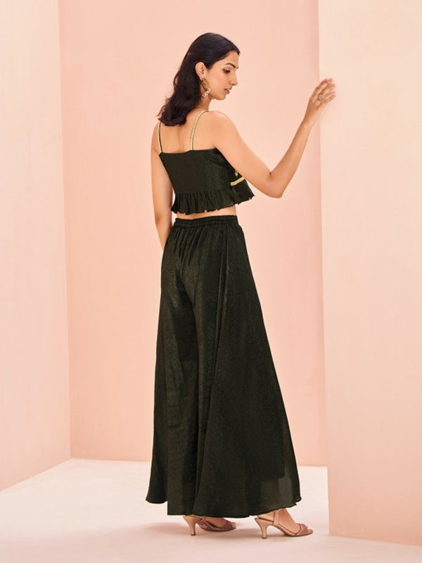 Black Art Silk Designer Co-Ord Set with Handwork & Embroidery - Image 4