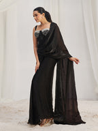 Midnight Noir Designer Black Organza Saree with Embellished Blouse