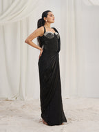 Midnight Noir Designer Black Organza Saree with Embellished Blouse