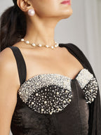 Midnight Noir Designer Black Organza Saree with Embellished Blouse
