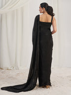 Midnight Noir Designer Black Organza Saree with Embellished Blouse