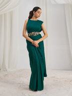 Teal Green Royale Luxe Organza Saree with Signature Embellished Belt
