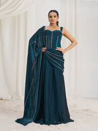 Midnight Designer Organza Saree with Signature Handcrafted Work