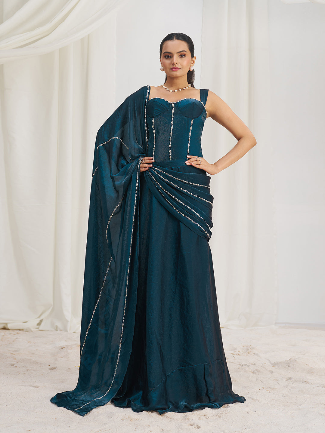 Midnight Designer Organza Saree with Signature Handcrafted Work