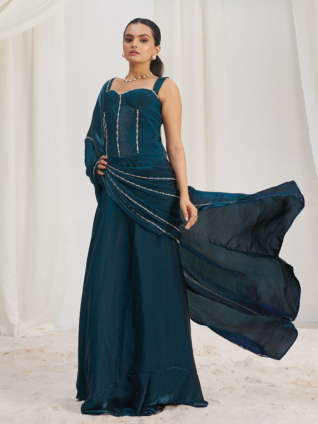 Midnight Designer Organza Saree with Signature Handcrafted Work